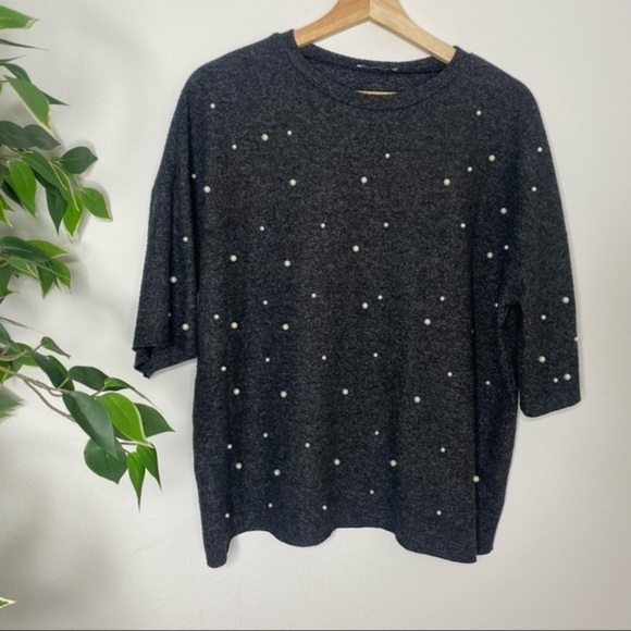 Zara Soft Touch Sweater With Faux Pearls top blouse - Picture 7 of 7